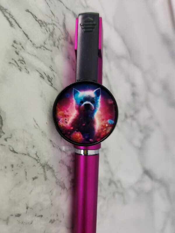 Stylo 3 en 1 fuschia chien néon
