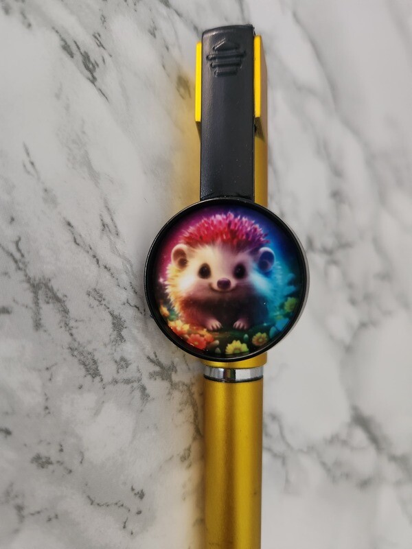 Stylo 3 en 1 jaune hérisson néon