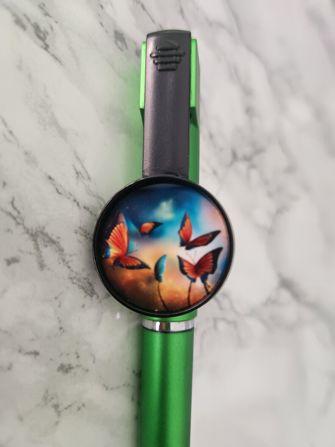 Stylo 3 en 1 vert papillons #2