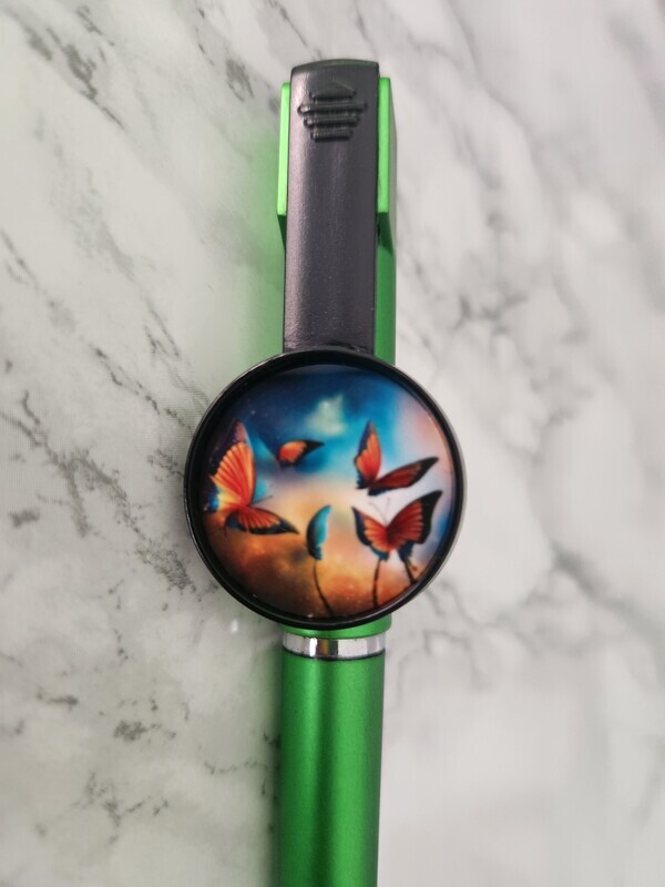 Stylo 3 en 1 vert papillons #2