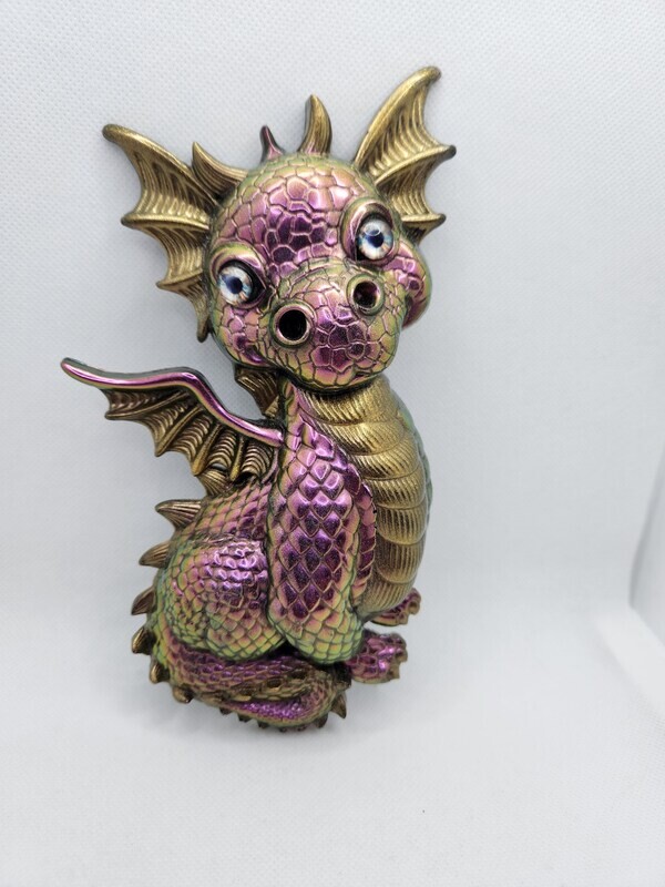 Dragon Spyro rose caméléon et or