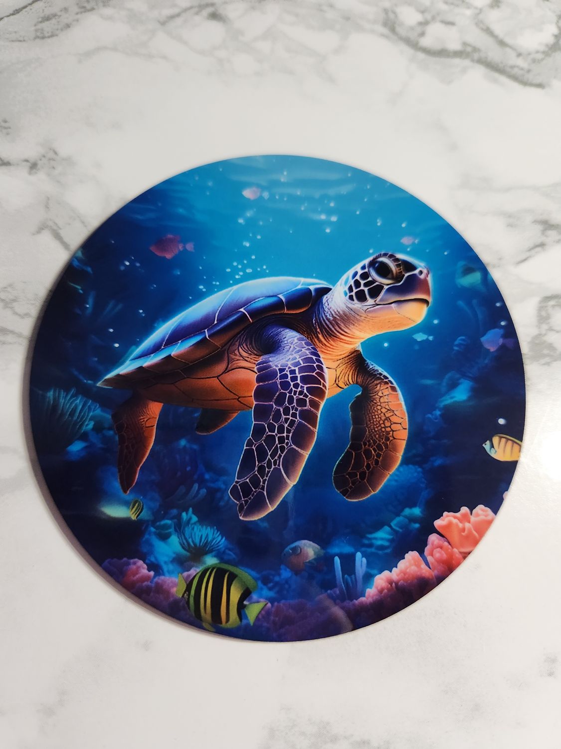 Sous verre rond finition brillante personnalisé