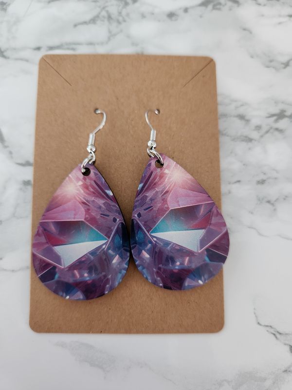 Boucle d'oreilles gouttes cristaux roses