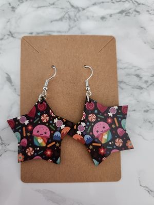 Boucle d'oreilles étoiles motifs confiseries