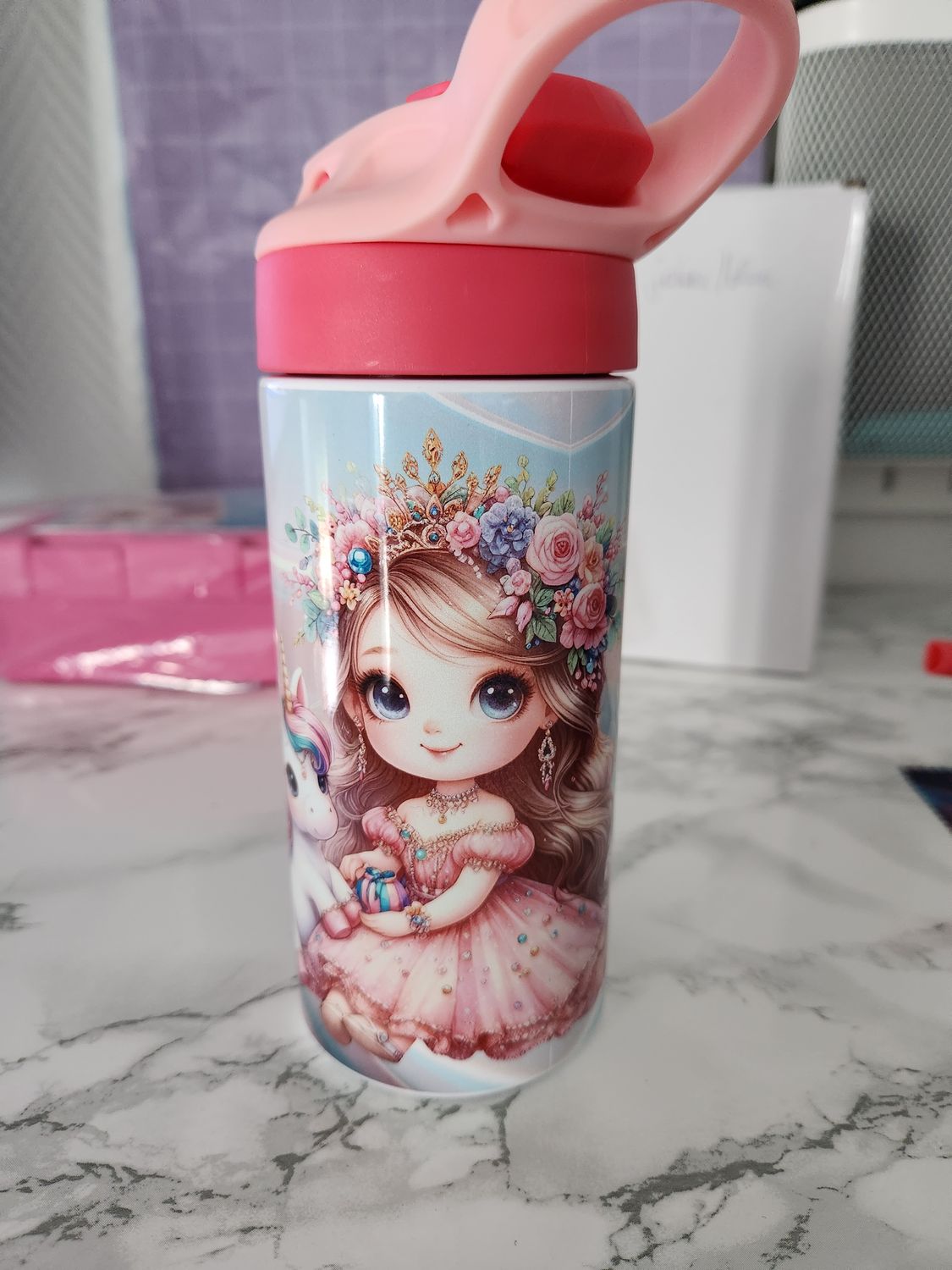 Gourde / tumbler enfant isotherme rose foncé/rose clair