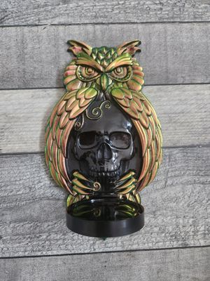 Hibou et skull porte photophore caméléon et noir Hibou et skull porte photophore caméléon et noir