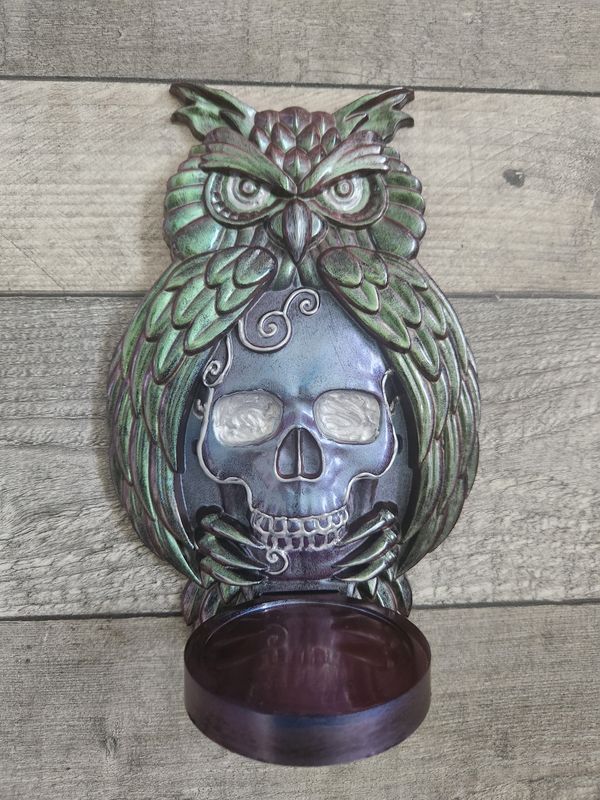 Hibou et skull porte photophore caméléon vert/bleu/violet