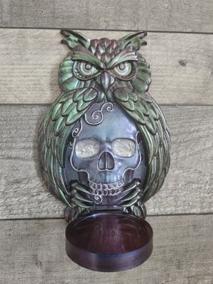 Hibou et skull porte photophore caméléon vert/bleu/violet