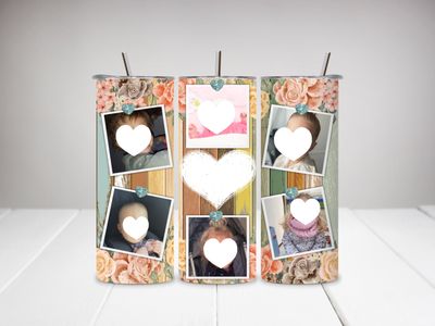 Tumbler / gobelet en acier 7 photos fond fleuri et bois