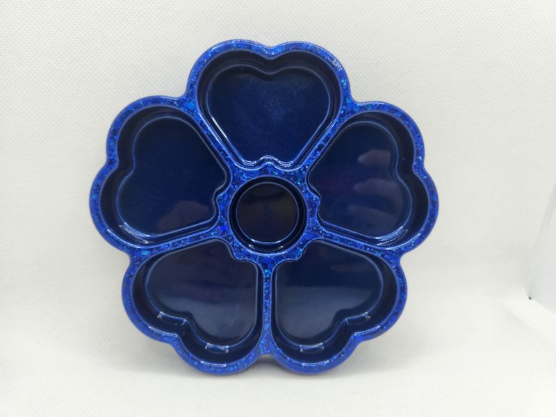 Vide poche fleur bleu pailleté