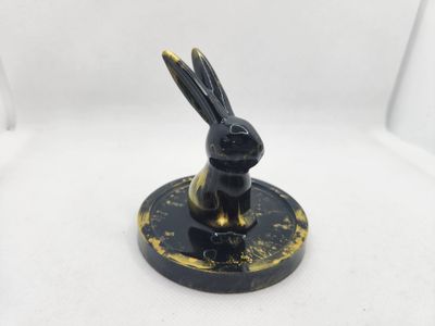 Porte bague lapin noir et or Porte bague lapin noir et or
