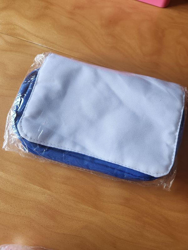 Trousse double fermeture éclair bleue personnalisée
