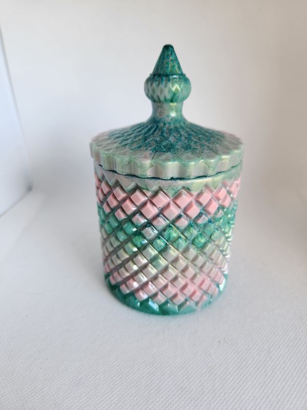 Boite Diamant avec couvercle pastel pailleté