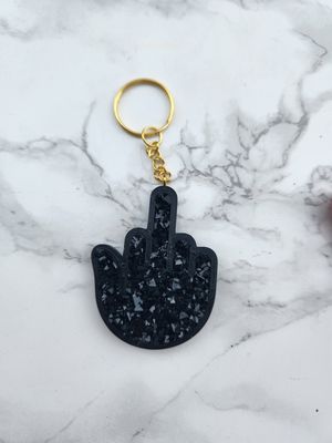 Porte clé fuck noir effet diamant