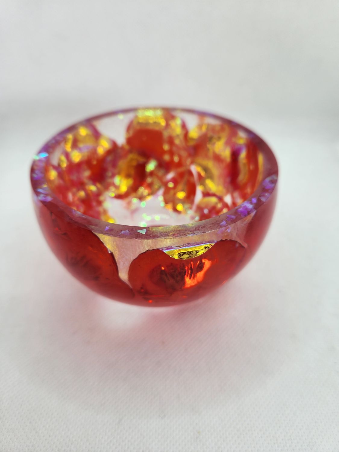 Coupelle pétales de rose holographique rouge doré