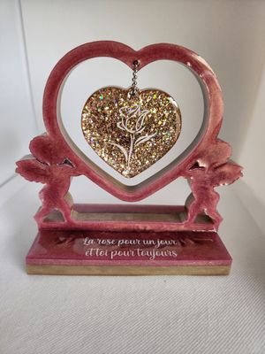 Cadre double coeur anges rose gold et bronze pailleté Cadre double coeur anges rose gold et bronze pailleté