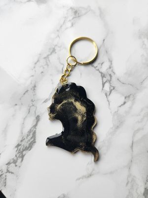 Porte clé Vierge noir et or antique