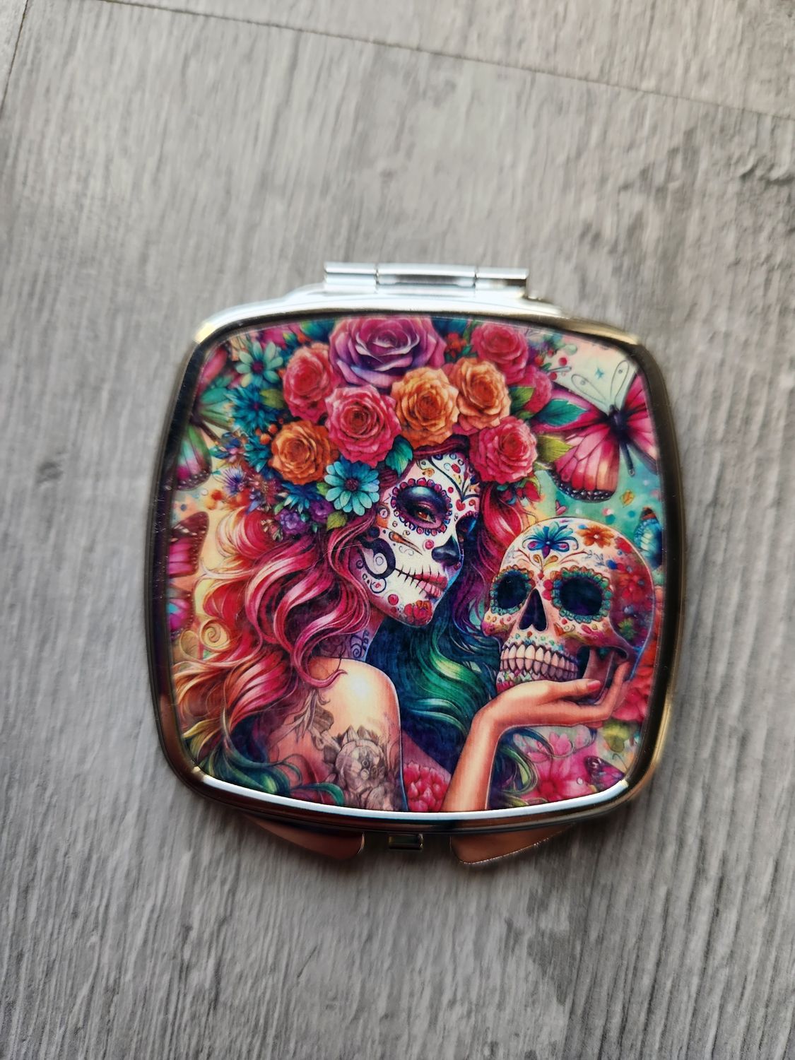 Miroir de poche carré santa muerte