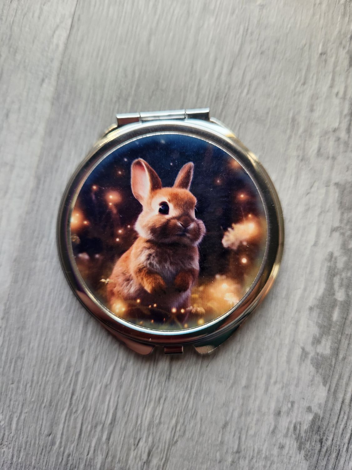 Miroir de poche rond petit lapin