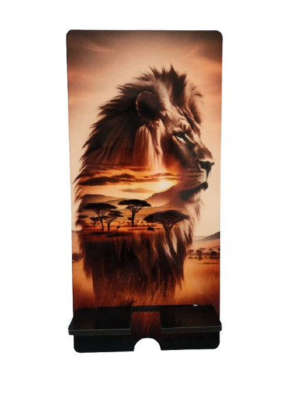 Support téléphone modèle lion savane
