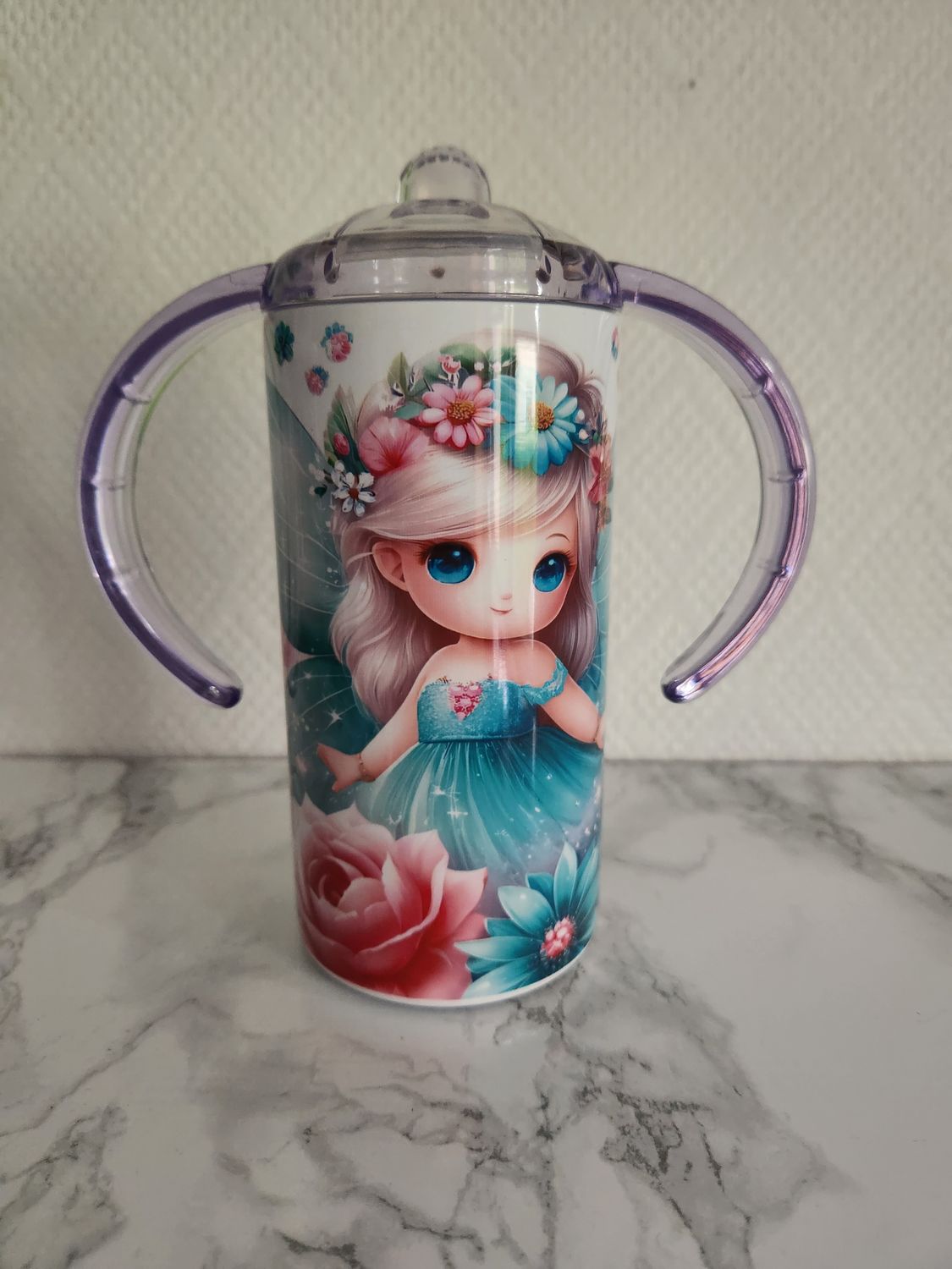 Gourde / tumbler évolutif isotherme fée aux fleurs