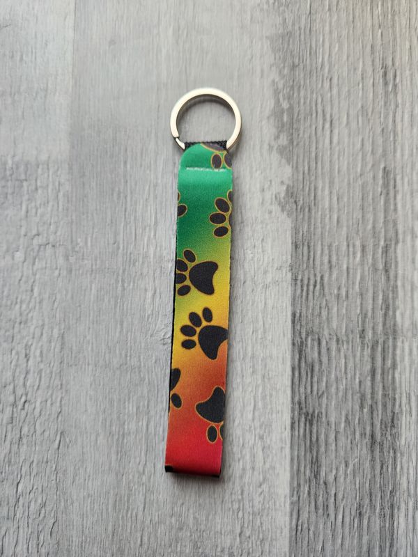 Porte clé lanière pattes de chien dégradé multicolore
