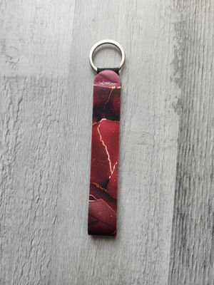 Porte clé lanière marbré bordeaux