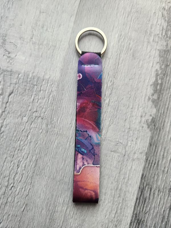 Porte clé lanière marbré violet bleu