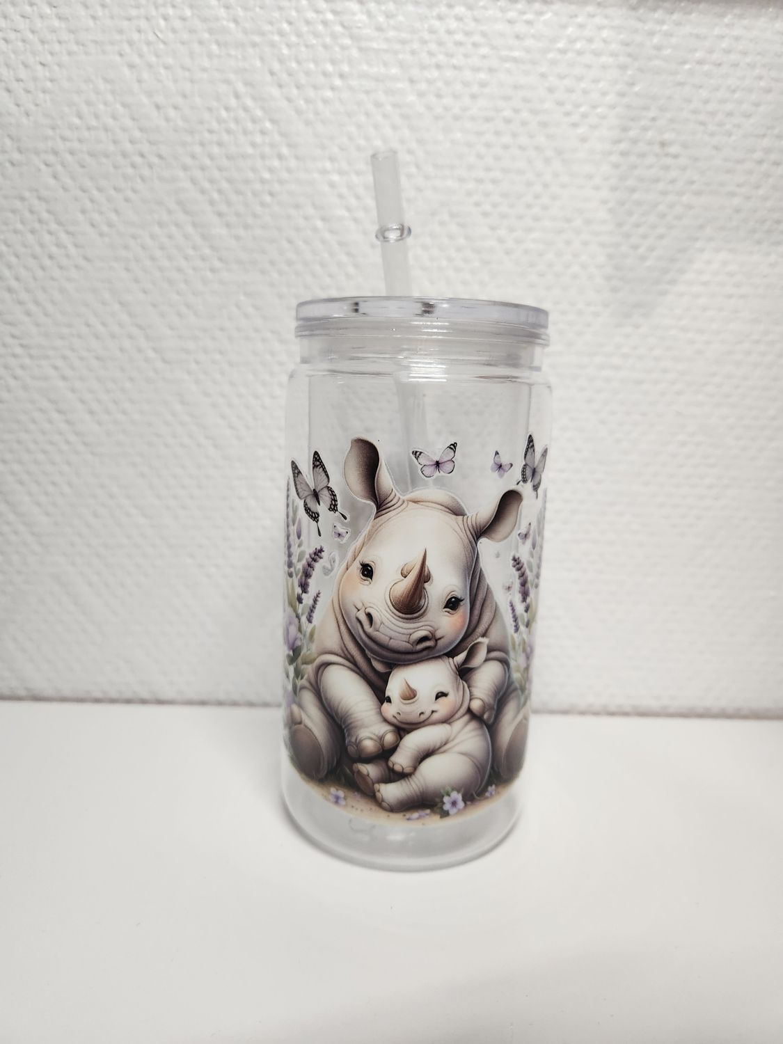 Gobelet double paroi Maman rhinocéros et son bébé