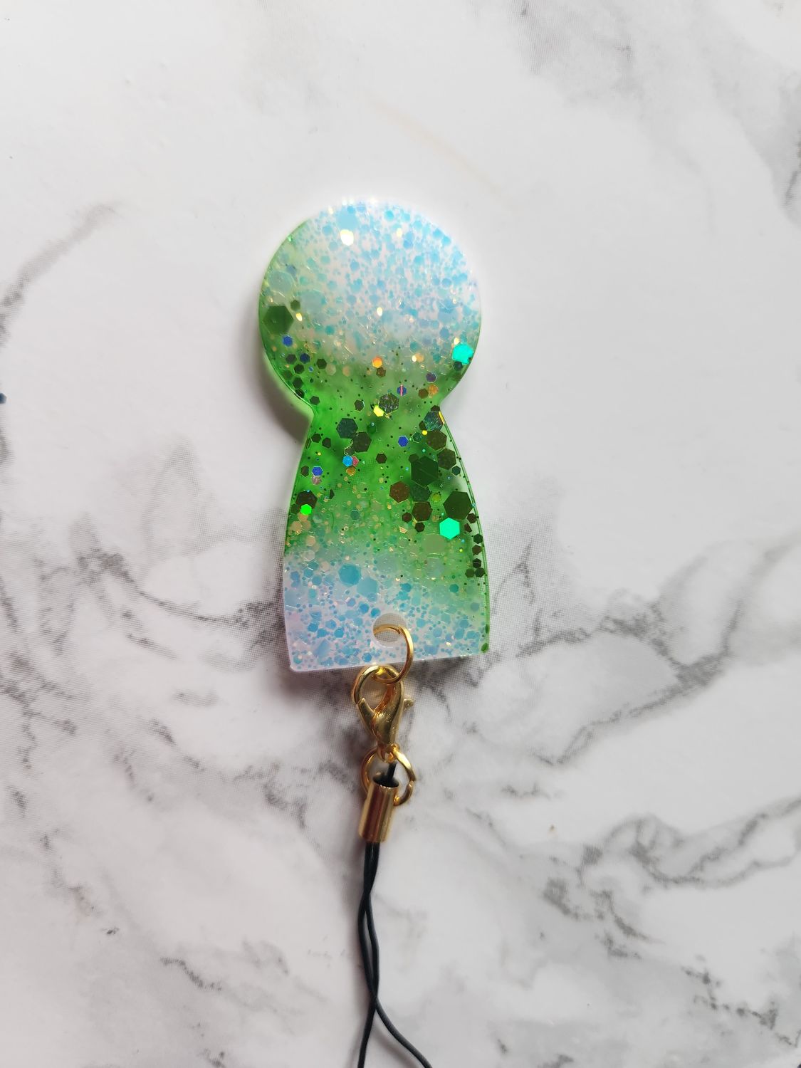 Jeton de caddie vert pailleté et blanc holographique #2