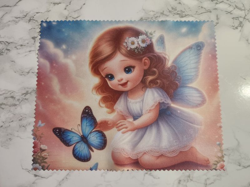 Chiffonnette microfibre ange papillon bleu
