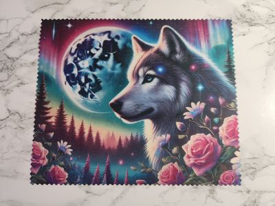 Chiffonnette microfibre loup pleine lune Chiffonnette microfibre loup pleine lune