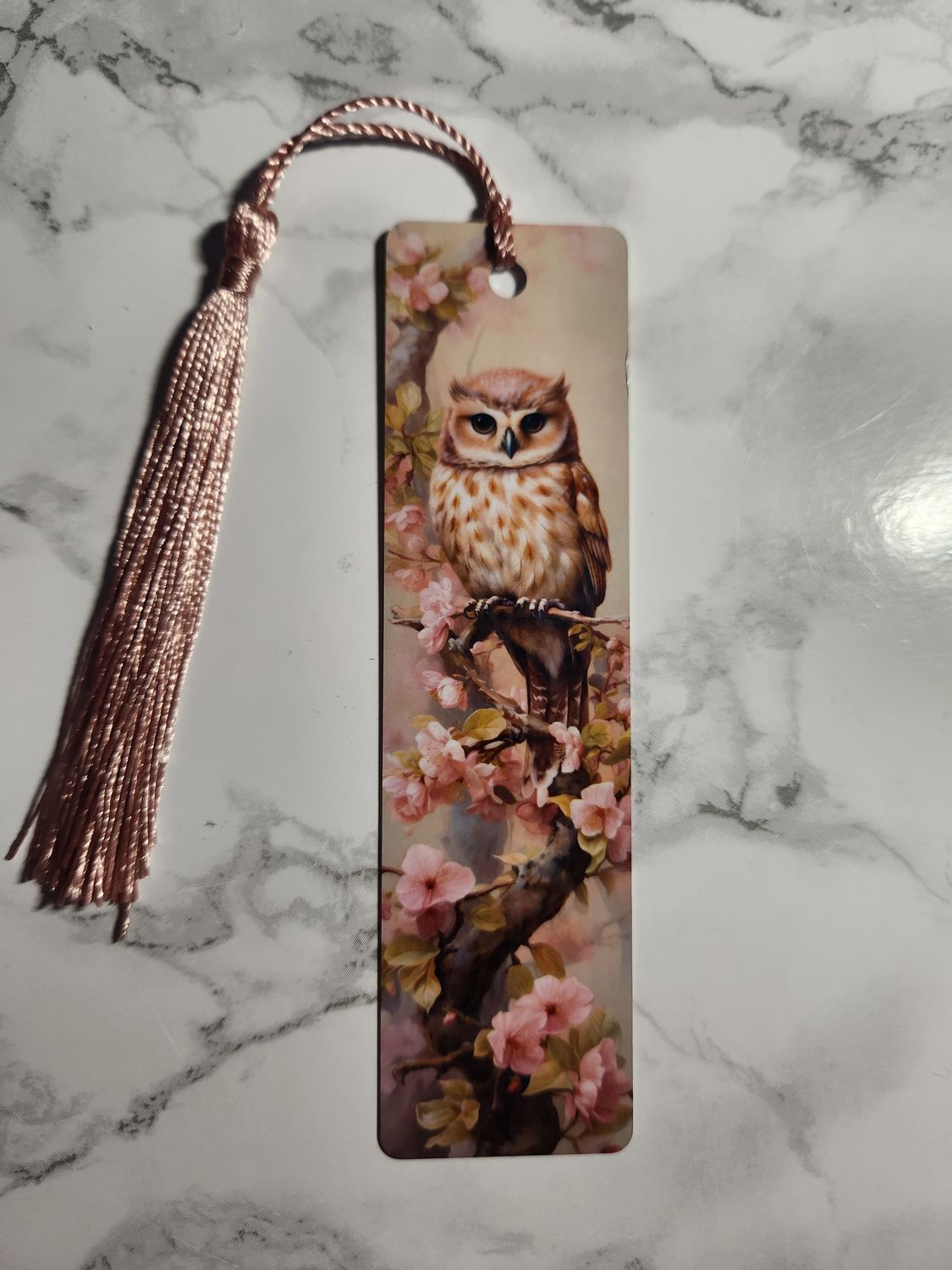Marque page hibou fleuri
