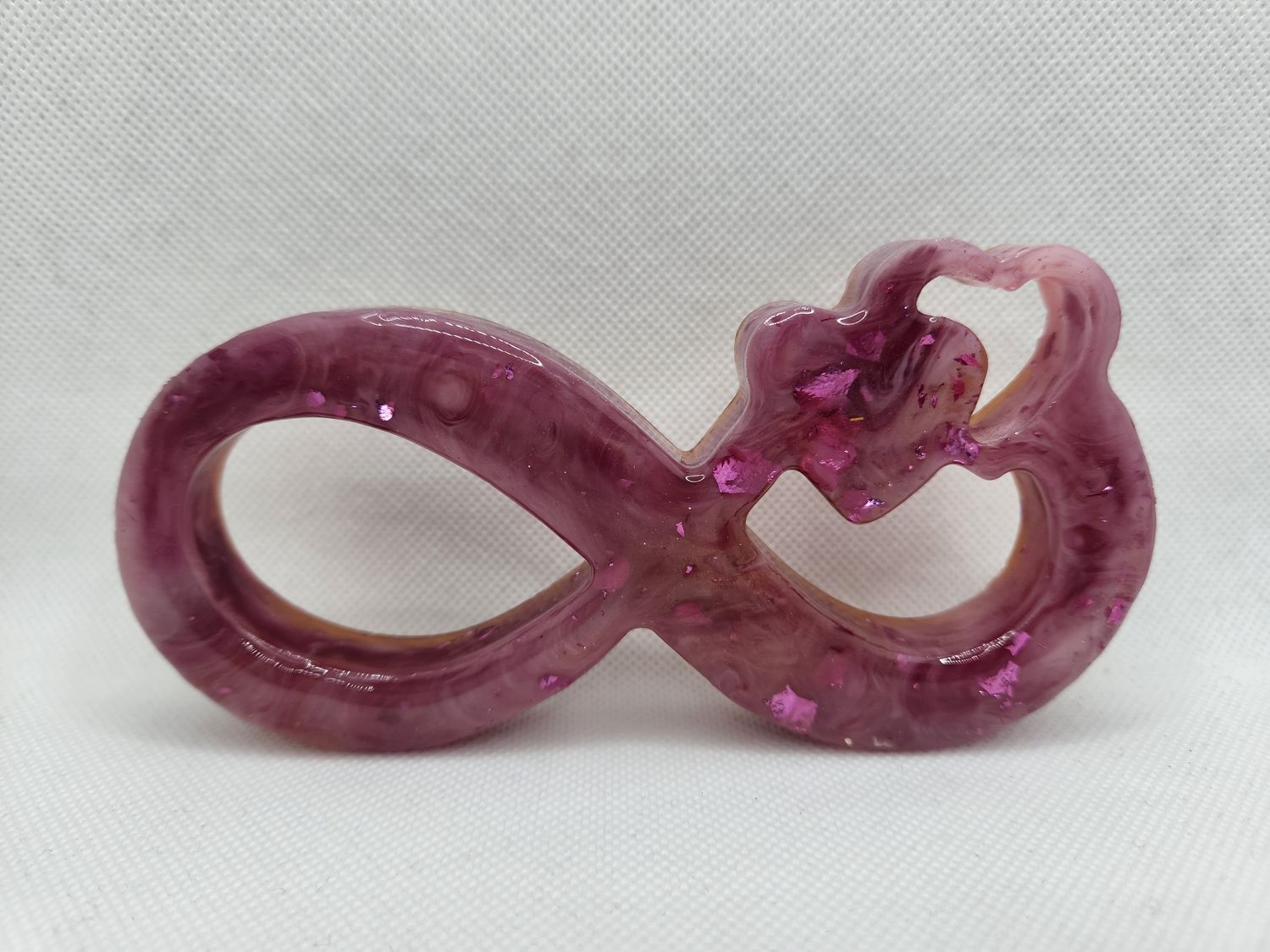 Infini double  coeurs rose, feuilles fuchsia et or