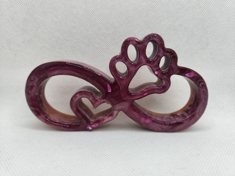 Infini patte de chien et coeur rose, feuilles fuchsia et or