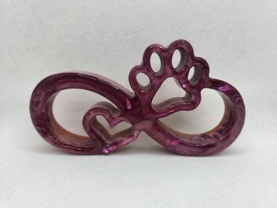 Infini patte de chien et coeur rose, feuilles fuchsia et or