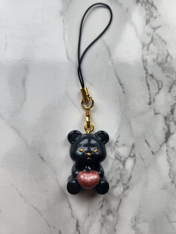 Bijou ourson noir coeur rose