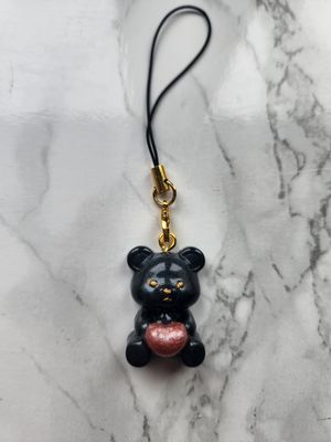 Bijou ourson noir coeur rose