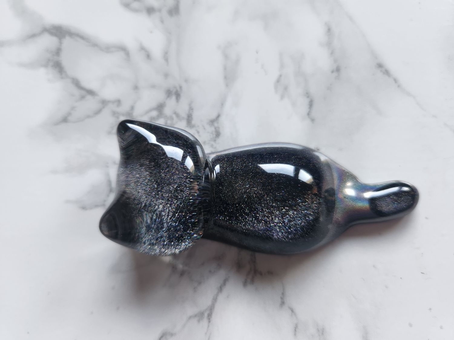 Porte stylo / pinceau chat noir pailleté holographique