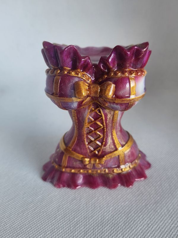 Corset rose foncé, parme et or