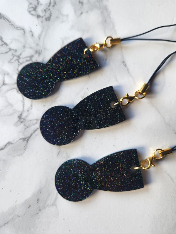 Jeton de caddie pailleté noir holographique