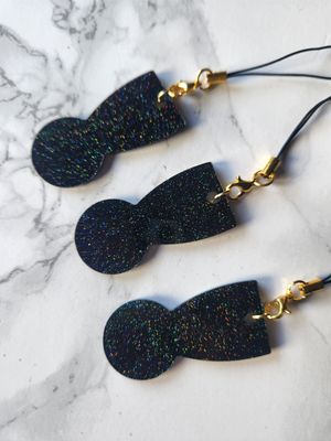 Jeton de caddie pailleté noir holographique