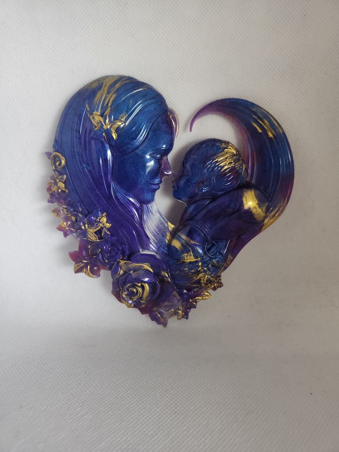 Maman et bébé violet et or