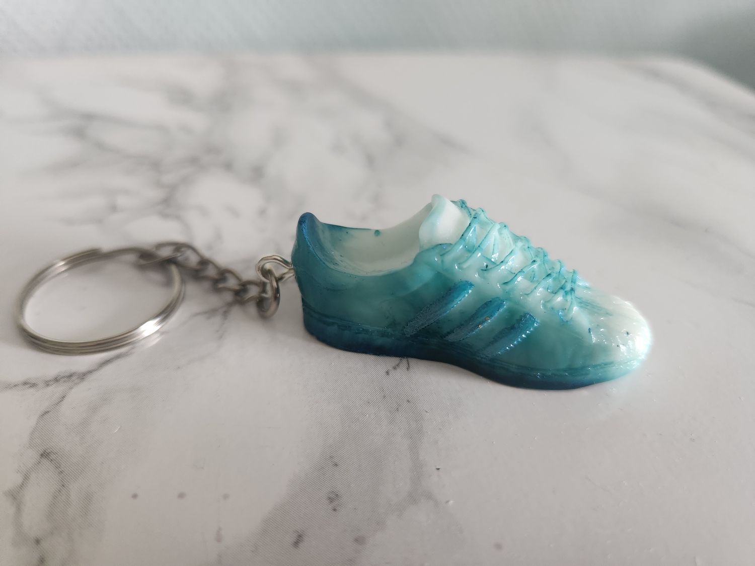 Basket basse marbré turquoise et blanc