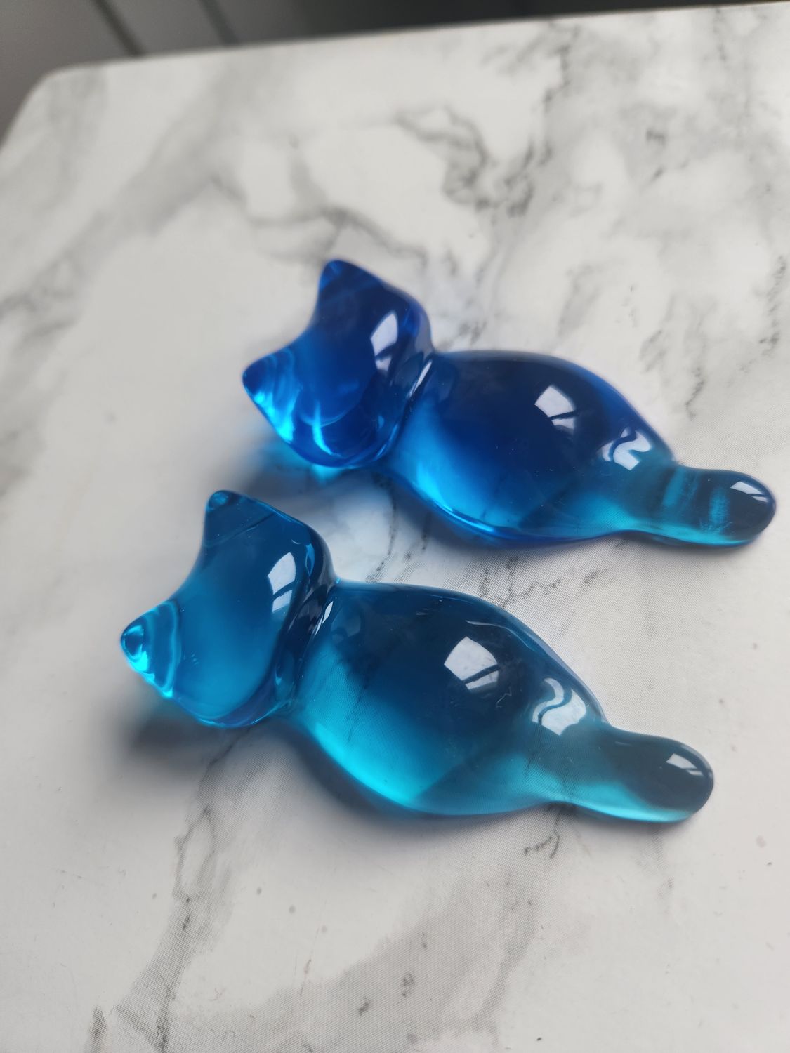 Porte stylo / pinceau chat duo de bleu azur