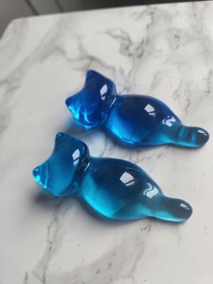 Porte stylo / pinceau chat duo de bleu azur