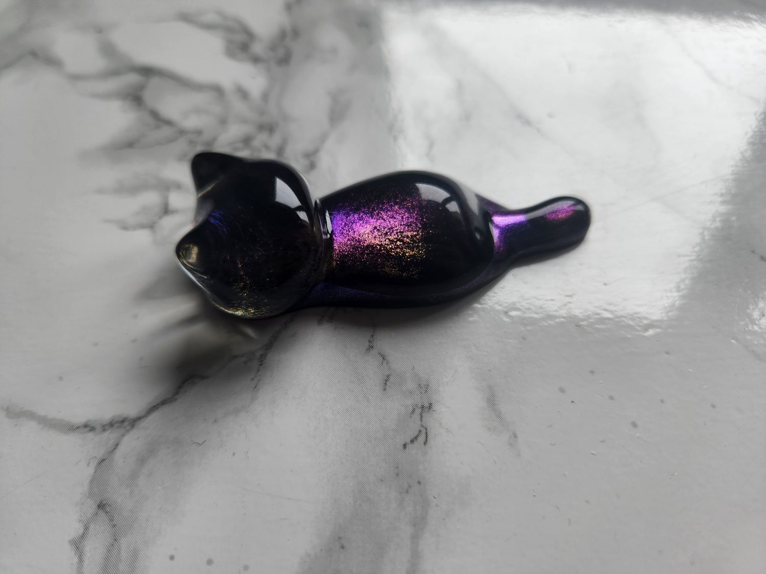 Porte stylo / pinceau chat galaxie caméléon violet rose