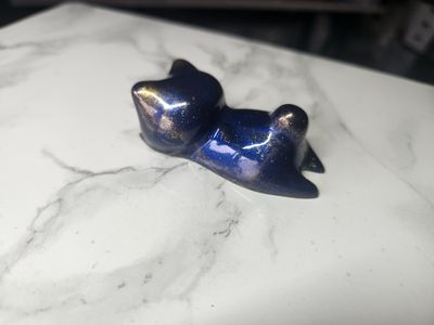 Porte stylo / pinceau chat bleu nuit et or Porte stylo / pinceau chat bleu nuit et or