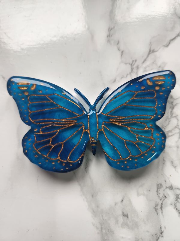 Magnet papillon bleu et or