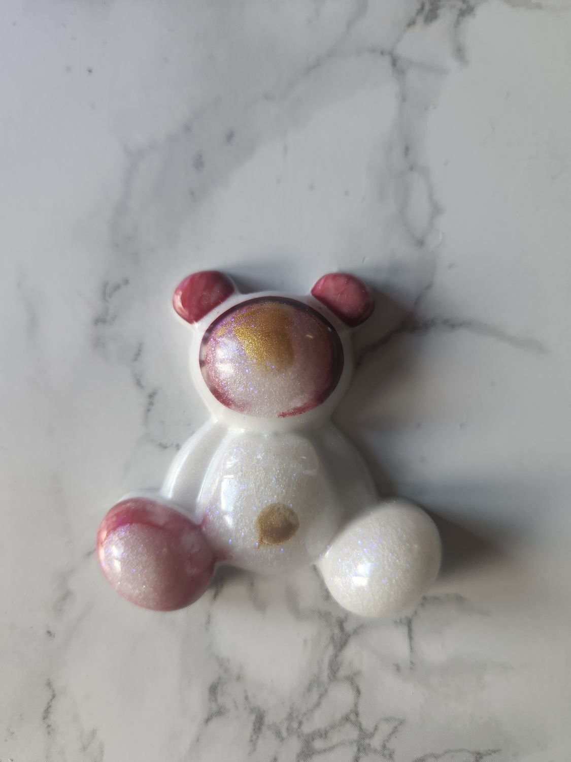 Ourson assis astro blanc, rouge et or
